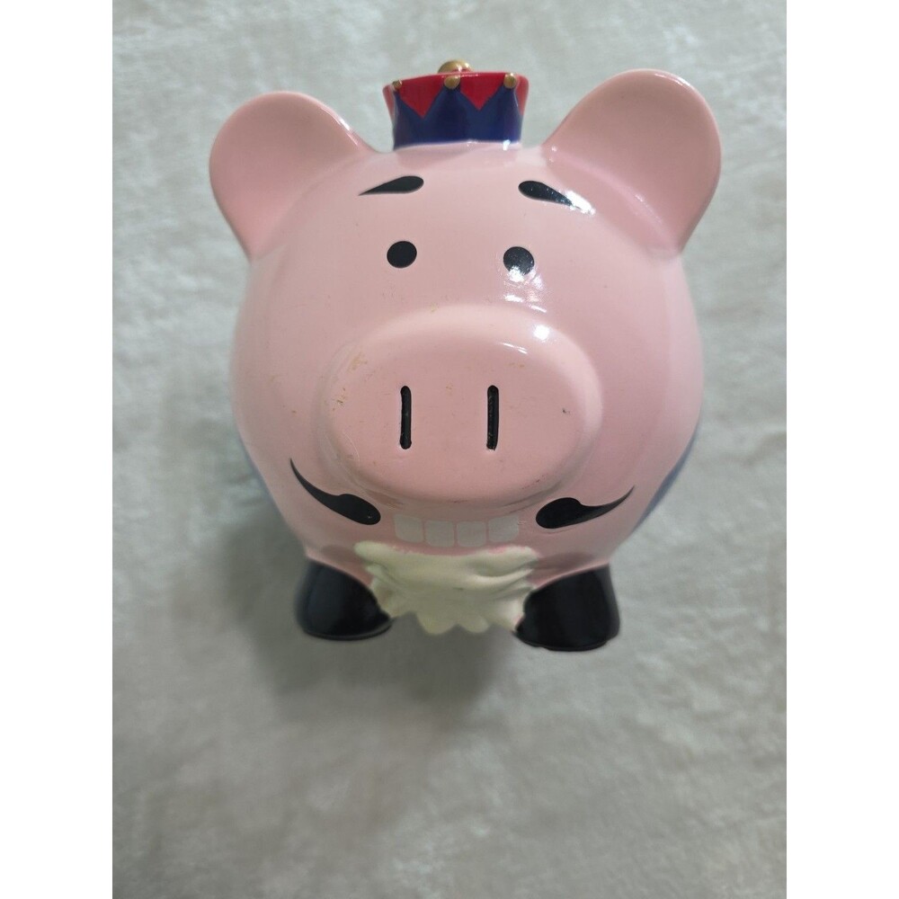 Royal Winged Crowned Bearded Guard Piggy Bank w/ Original Stopper Pink Blue Red